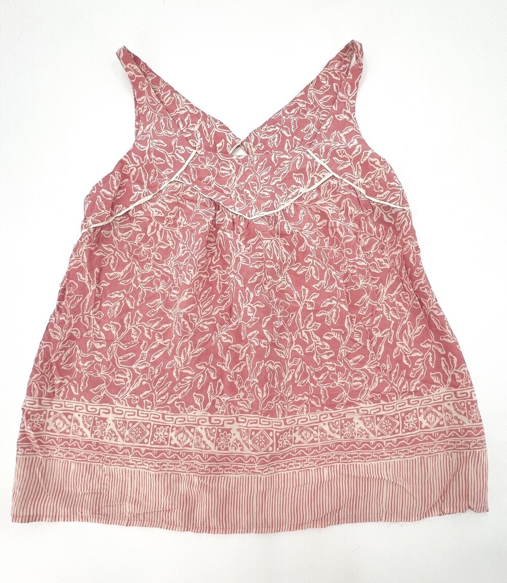 Maeve Anthropologie Shirt Womens Small Pink Sleeveless Tunic Floral Pullover